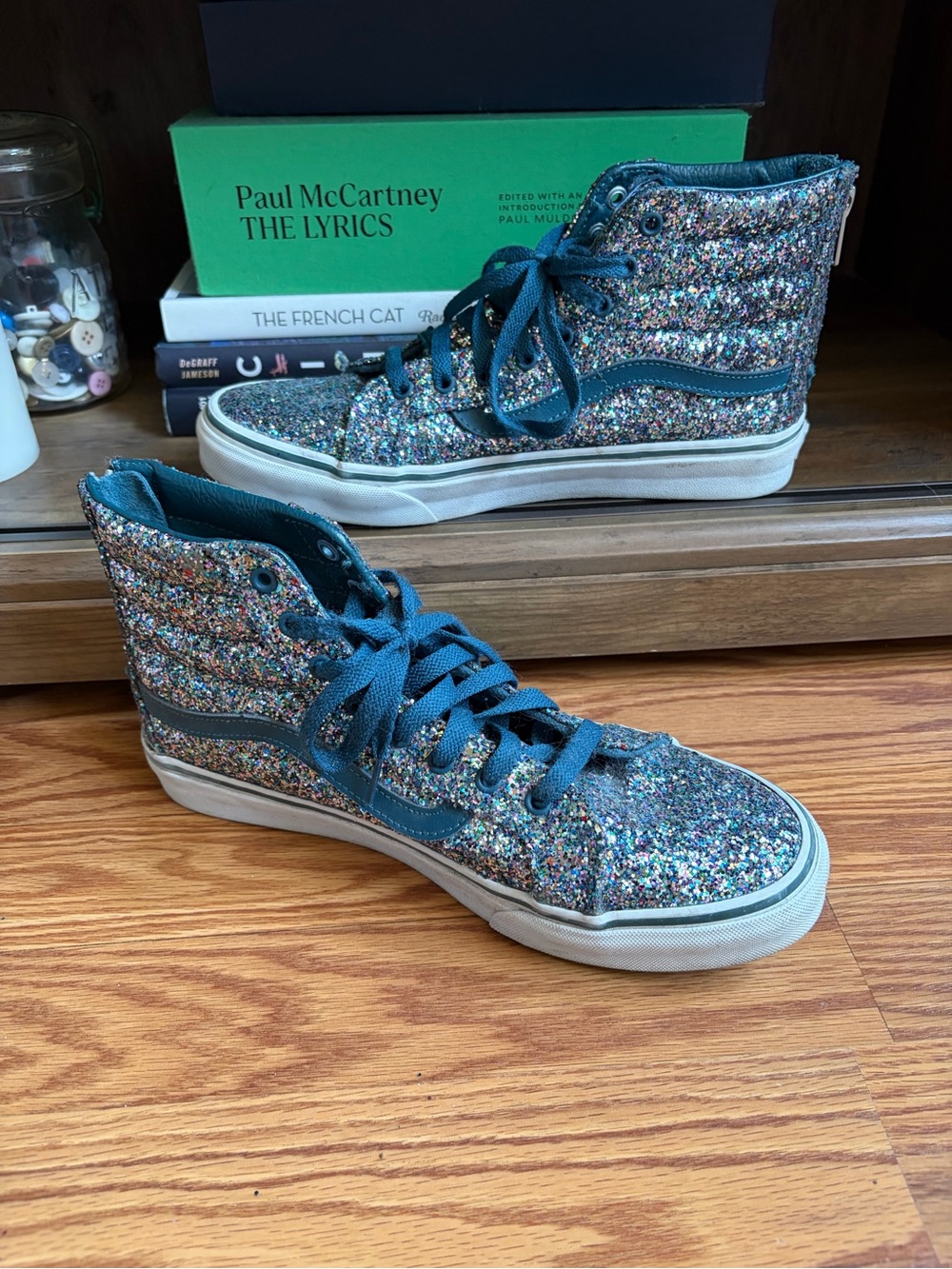 Vans Glitter High-Top Sneakers with Teal Accents
